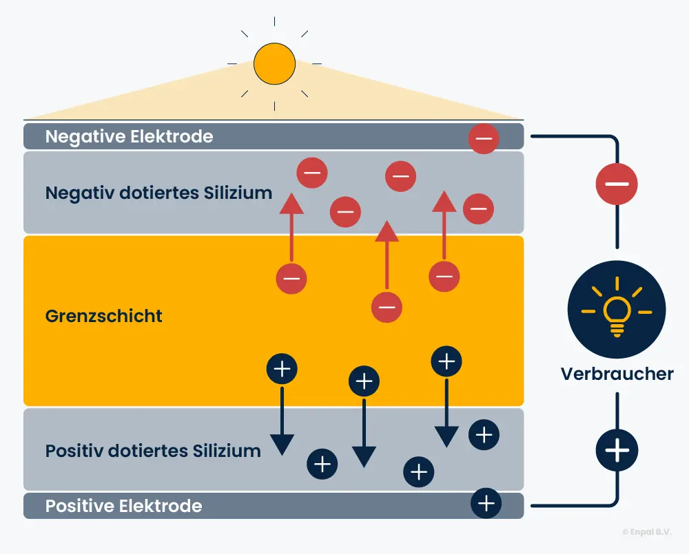 Schematischer Aufbau einer Solarzelle